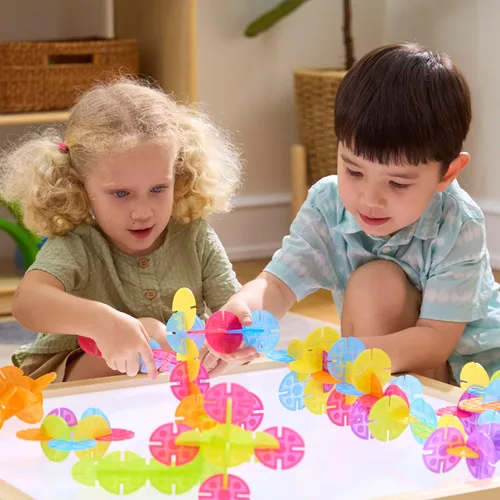 Vista 2 de Guidecraft Interlox Discs - Juego de 96 piezas: juguete de aprendizaje y construcción STEM para niños, juego de construcción creativo y educativo