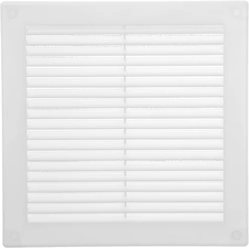 Vista 24 de Medida de apertura de 3'' x 3'' pulgadas / Rejilla externa de ventilación cuadrada blanca con malla protectora - Registro de plástico ligero Blanco