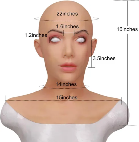 Vista 6 de MOTLEYBEAN Máscara de silicona realista máscara femenina belleza cara con cuello para Halloween Crossdresser Cosplay