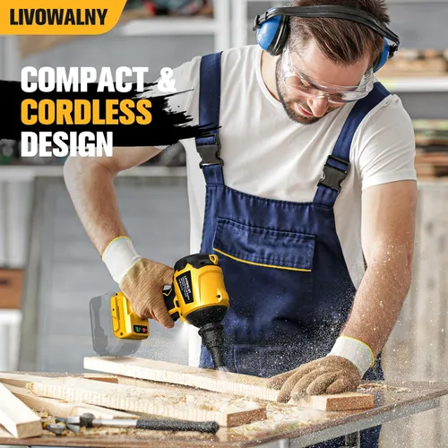 Vista 7 de LIVOWALNY Soplador de polvo inalámbrico compatible con batería Dewalt de 20 V, soplador de hojas sin escobillas, soplador de aserrín de mano 447