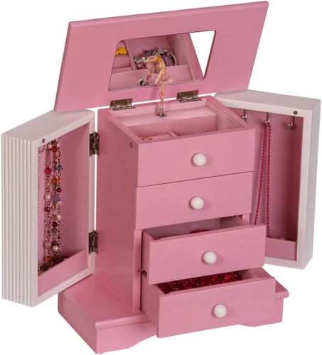 Vista 4 de Mele Co Elise - Joyero musical con cajones para niñas organizador de joyas grabado personalizado para niños niñas pequeñas