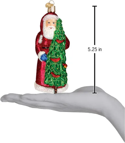 Vista 3 de Old World Christmas - Adorno de Santa con pájaros cantores de vidrio soplado para árbol de Navidad, decoración navideña artesanal, colección Santa