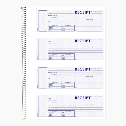 Vista 3 de Rediform S16444WCL Libro de recibos de dinero sin numerar encuadernado en espiral, 7 x 2 3/4, tres partes, 120 juegos/libro