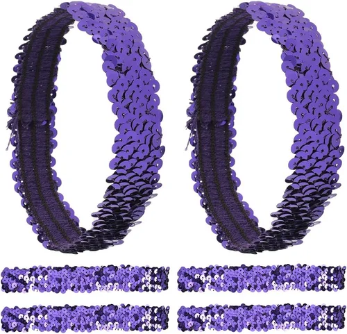 Vista 8 de GORGECRAFT 12 diademas de lentejuelas elásticas con purpurina elástica con purpurina a la moda, juego de accesorios para mujeres, deportes, bailes