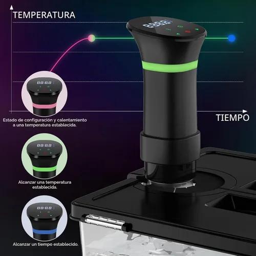 Vista 2 de Máquinas Sous Vide, Cocina Sous Vide, Circuladores de Inmersión de 1000 Vatios con Receta, Control Preciso de Temperatura y Tiempo
