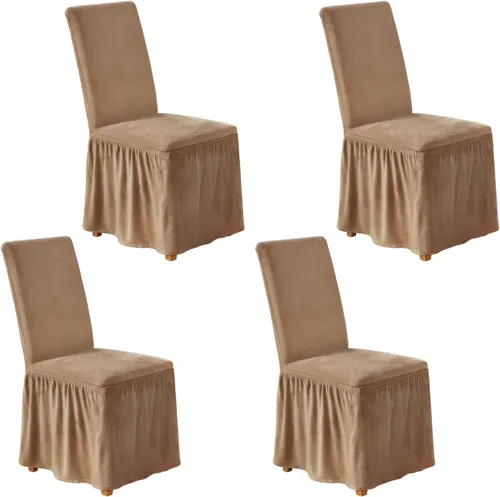 Vista 37 de NICEEC Fundas de silla de elastano para sillas de comedor, juego de 2 fundas de silla de comedor extraíbles con falda, fundas para sillas Parson
