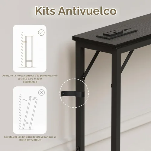 Vista 4 de Aduanbang Mesa consola de 5.9 pulgadas con tomacorriente, mesa de sofá estrecha, mesa detrás del sofá para sala de estar y pasillo, 5.9 x 39.4 x 30