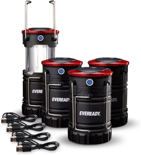 Vista 7 de EVEREADY Linterna de campamento de 360 LED (paquete de 2), linternas LED plegables, kits de supervivencia resistentes para huracanes, luz de Negro