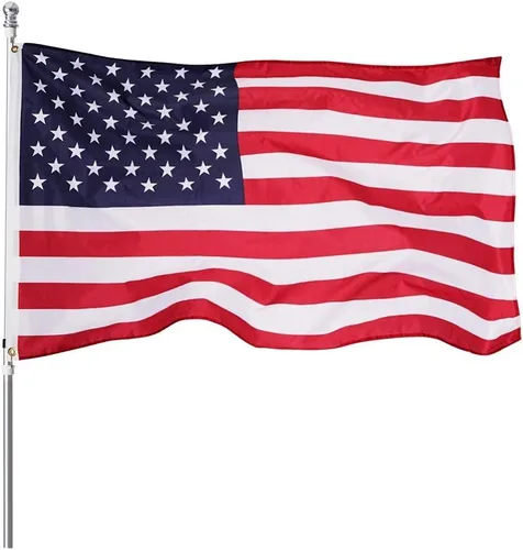 Vista 5 de Bandera americana de 2 x 3 pies para interiores y exteriores - Banderas de Estados Unidos de poliéster y nailon - Bordes de doble costura con ojales
