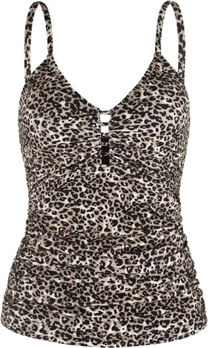Vista 11 de Ocean Blues Traje de Baño Tankini Retro para Mujer con Fruncido Control de Abdomen Solo Parte Superior del Tankini Negro