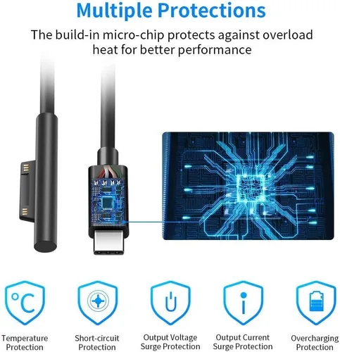 Vista 13 de Cable de carga USB C de 10 pies para Microsoft Surface Pro
