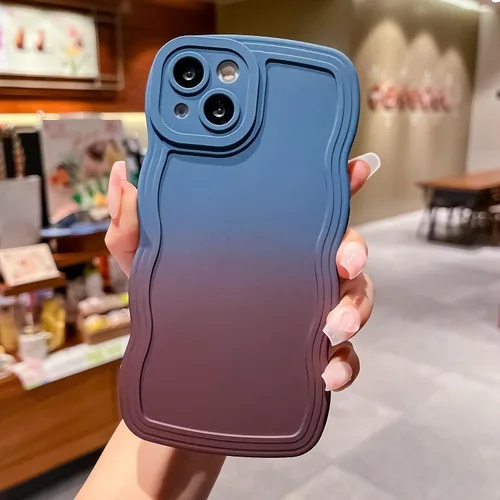 Vista 4 de Funda para iPhone 7/8, funda divertida para iPhone, linda funda Kawaii rizada con forma de marco de TPU suave a prueba de golpes, funda protectora