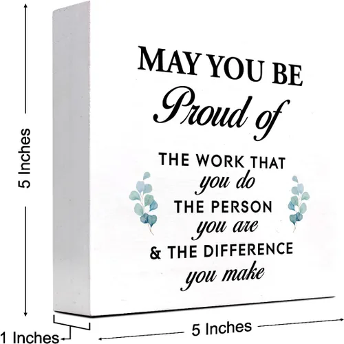 Vista 2 de Cartel de caja con citas inspiradoras con texto en inglés «May You Be Proud of the Work You Do», caja motivacional para decoración de pared
