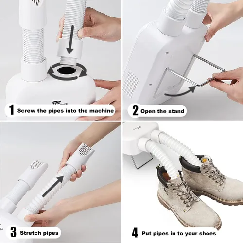 Vista 2 de KOODER Secador de botas secador de zapatos y guantes con temporizador secado rápido elimina la humedad y el olor Blanco