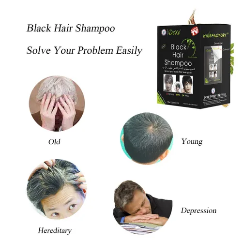 Vista 3 de Champú de tinte instantáneo para el cabello Champú semipermanente para el cabello - 10 bolsas/caja (negro)