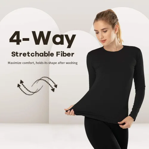 Vista 2 de MANCYFIT Camiseta térmica de manga larga con forro polar para mujer
