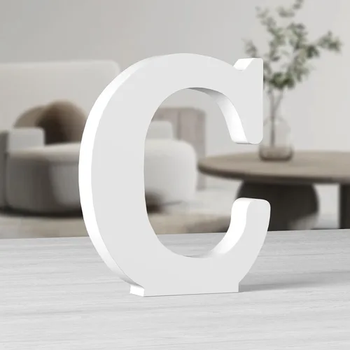 Vista 15 de AOCEAN Letras de madera grandes blancas de 10 pulgadas, letras de madera sin terminar para decoración de pared, letras decorativas de pie
