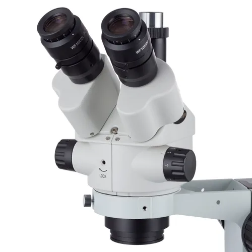 Vista 3 de AmScope Microscopio de zoom bloqueable estéreo simul-Focal 3.5X-180X con luz de anillo 144-LED (SM-3NTPZZ-144) 3.5X-180X Magnification Range LED