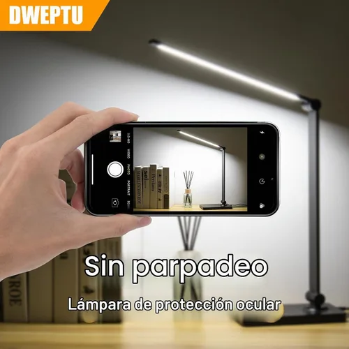 Vista 4 de DWEPTU - Lámpara de escritorio recargable, ajustable, 3 brillo, puerto de carga USB