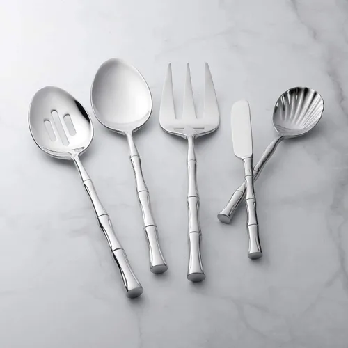 Vista 6 de Supreme Housewares Juego de cubiertos con forma de bambú de 45 piezas, cubiertos de acero inoxidable 18/8, servicio para 8 personas con juego
