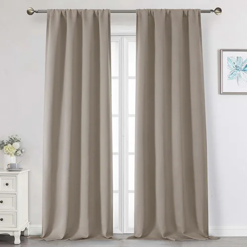 Vista 47 de Cortinas opacas para dormitorio, sala de estar, juego de 2 paneles de 54 pulgadas de largo, cortinas de oscurecimiento de habitación con aislamiento