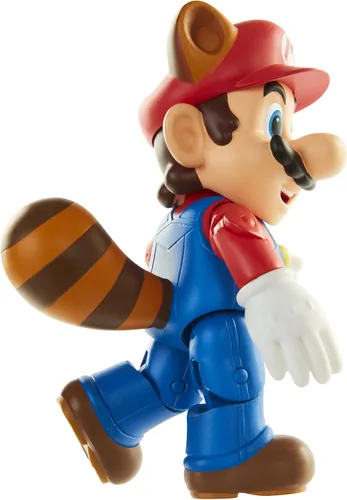 Vista 3 de Nintendo Super Mario Raccoon Mario Figura articulada de 4 pulgadas con accesorio de hojas