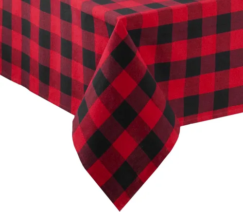 Vista 8 de Elrene Home Fashions Camino de mesa Farmhouse Living Holiday Buffalo-Check, 13 pulgadas de ancho x 70 pulgadas de largo, rojo/negro