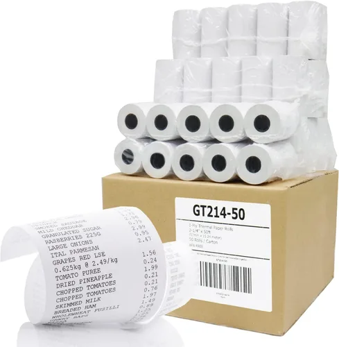 Vista 9 de (50) Rollos de papel térmico 2-1/4 X 63 Ingenico ICT 200 220 250 FD400 Vx520