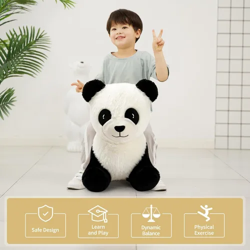 Vista 5 de INPANY Caballo Saltarín, Juguetes Panda Brincolín, Animal de Peluche Saltarín para Niños Pequeños, Juguetes de Goma Inflables para Montar, Regalo
