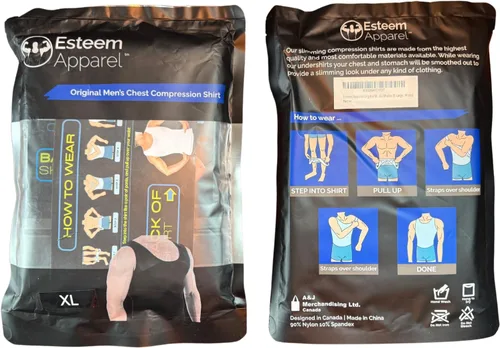 Vista 7 de Esteem Apparel Prendas de vestir para hombres, camisa de compresión para ocultar ginecomastia de pechos de hombre.