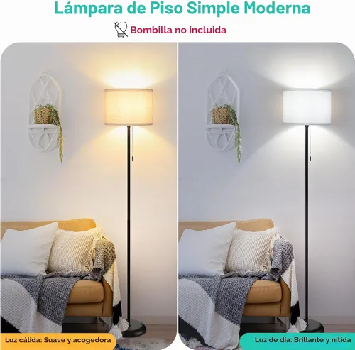 Vista 3 de FOLKSMATE Lámpara de pie para sala de estar, lámpara de pie LED moderna y simple, lámpara alta minimalista para dormitorio, sala de estar, oficina