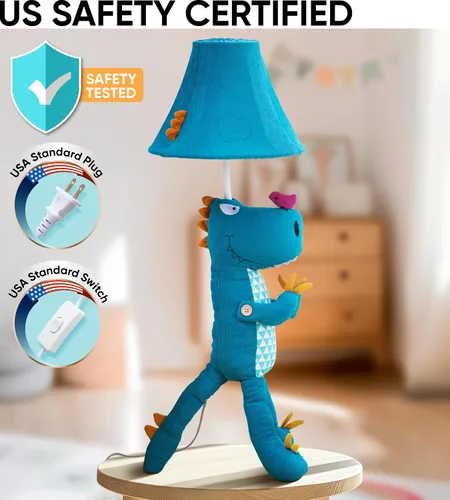 Vista 3 de Lámpara infantil de dinosaurio para dormitorio de niños, 27 pulgadas, lámpara de niños para habitación de niños, bonitos regalos de Navidad, regalos
