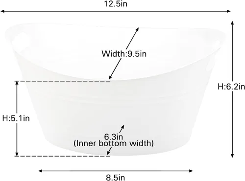 Vista 3 de Tiawudi Paquete de 6 tinas de almacenamiento ovaladas de plástico, cubo de hielo para vino, cerveza y champán, enfriador de botellas para fiestas