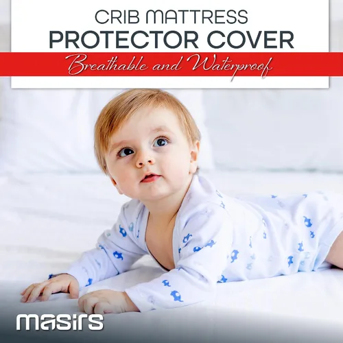 Vista 2 de Protector de colchón de cuna, material bambú cómodo, transpirable e impermeable. Para mantener el colchón de la cuna limpio y protegido mientras que