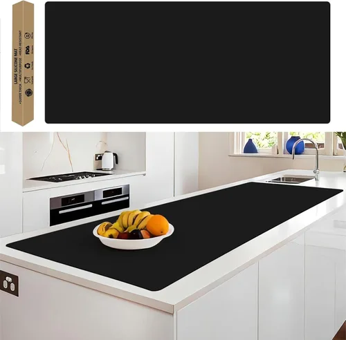 Vista 33 de Tapete de silicona súper grande, 120 x 24 pulgadas, tapete de silicona para encimera de cocina, tapete antideslizante resistente al calor, tapete