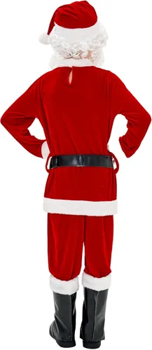 Vista 3 de Kofero Disfraz de Papá Noel para niños, 11 piezas, fiesta de Navidad, juego de cosplay para niños, traje de terciopelo rojo de lujo para niños