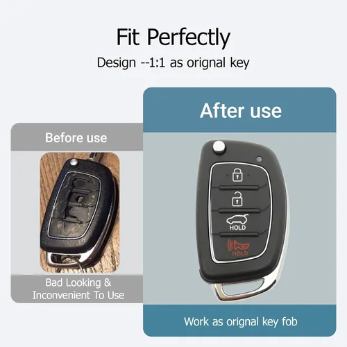 Vista 3 de Funda de repuesto para llavero para Hyundai Sonata Santa Fe con control remoto