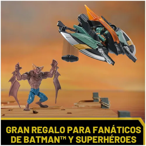 Vista 6 de DC Comics, Paquete de batalla aérea de Batman (exclusivo de Amazon), vehículo de murciélago, figura de acción de Batman y hombre-murciélago de 4