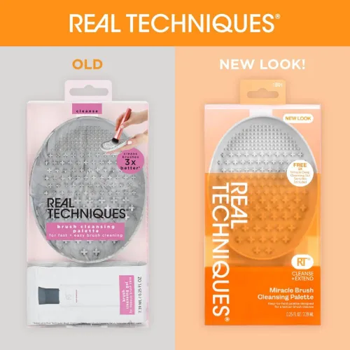 Vista 2 de Real Techniques Miracle Brush - Paleta limpiadora de brochas de maquillaje para limpieza profunda, uso con champú de brochas de maquillaje, crestas