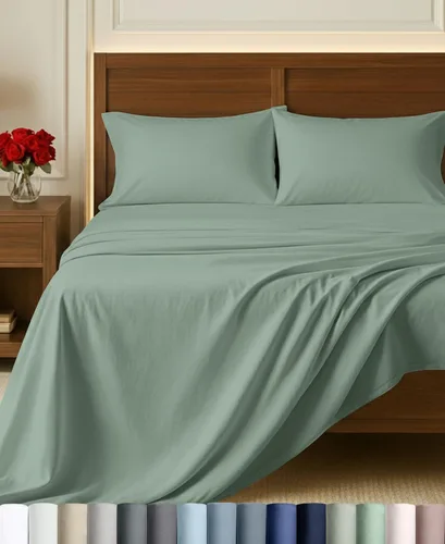 Vista 37 de California Design Den Sábanas de Algodón Egipcio 100%, Juego de Sábanas de Lujo Auténtico Certificado Tamaño Full con Bolsillo Profundo, Satén Suave