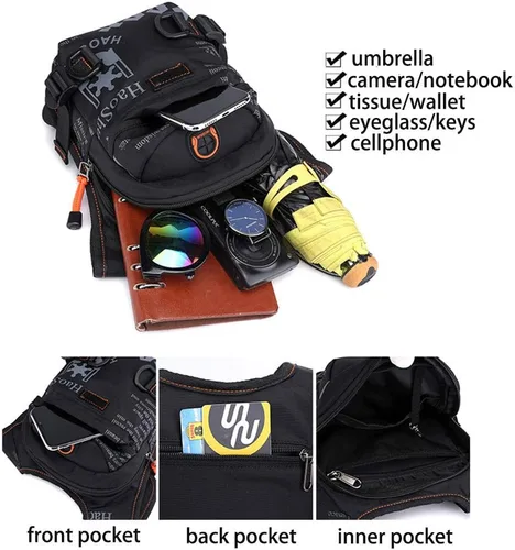 Vista 2 de GFun Riñonera de cintura impermeable para mensajero, bolsa táctica militar, muslo, cadera, para exteriores, con agujero para auriculares, viajes
