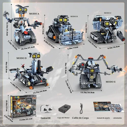 Vista 9 de HiWEEGO 5 en 1 cambiable LED ojos robot construcción conjunto para niños mayores de 12 años