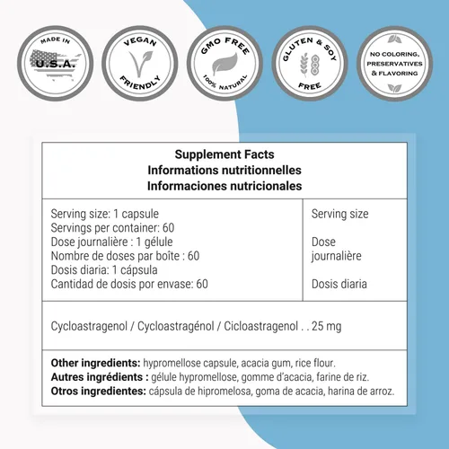 Vista 4 de Supersmart - Cycloastragenol Máxima Fuerza 98% 25 mg por día - Suplemento antienvejecimiento súper y natural - Ayuda a reparar el ADN y aumentar