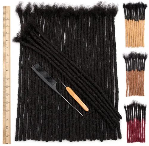 Vista 18 de DAIXI 0.2cm y 0.4cm y 0.6cm y 0.8cm de grosor 4-18 pulgadas 10 hebras extensiones de rastas de cabello humano 100% real para hombres/mujeres