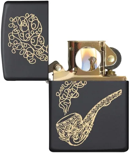 Vista 3 de Zippo Mechero de bolsillo negro mate Pipe and Smoke, talla única