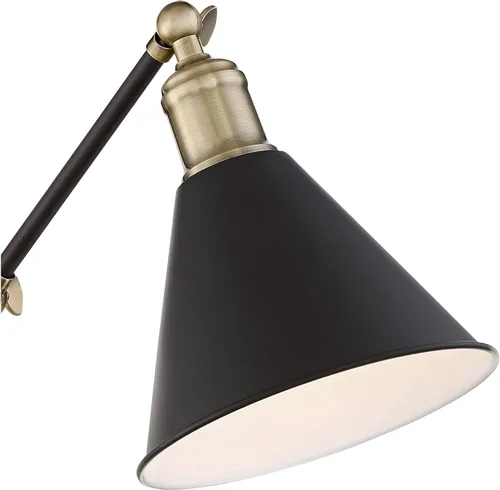 Vista 3 de 360 Lighting Wray - Lámpara de pared moderna con brazo oscilante ajustable para interiores con cable, juego de 2 lámparas de latón antiguo negro