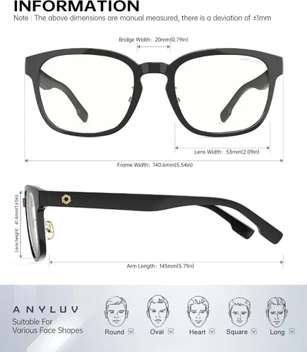 Vista 4 de ANYLUV Blue Light Glasses Men Women Computer Gaming Glasses Anti Eyestrain Lightweight Blue Light Blocking Glasses