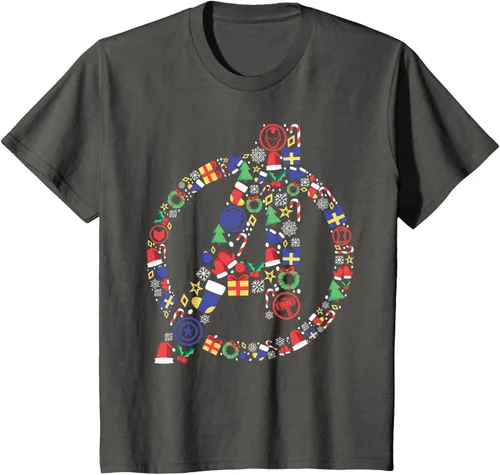 Vista 44 de Marvel Avengers A Logo Symbol Holiday Christmas Icons Camiseta, Negro