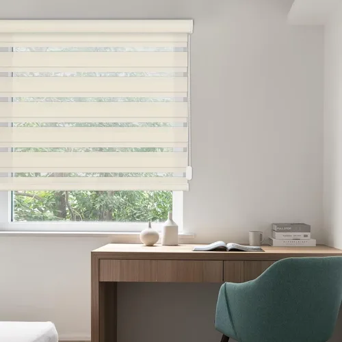 Vista 2 de Persianas de cebra Changshade para ventanas interiores con filtro de luz, persianas de cebra con cordón para puertas corredizas de vidrio