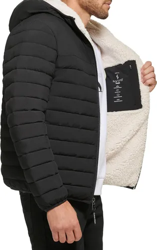 Vista 6 de Calvin Klein Men's Hooded Down Jacket Quilted Coat Sherpa Lined